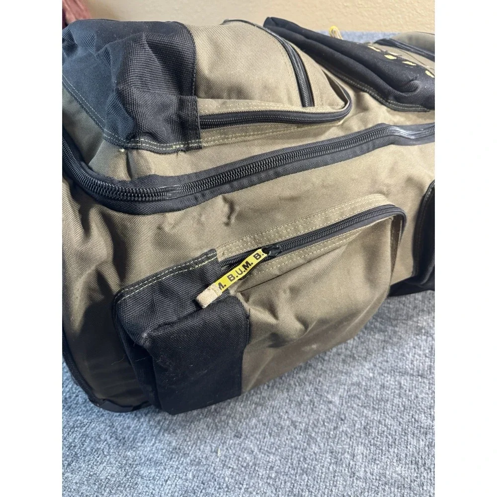 Vtg BUM Equipment LARGE Rolling Luggage Retractable Handle Duffel Bag Olive 30
